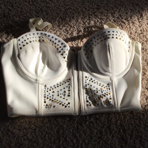 Forever 21 Tops - Forever 21 exclusive white corset with silver and gold gems